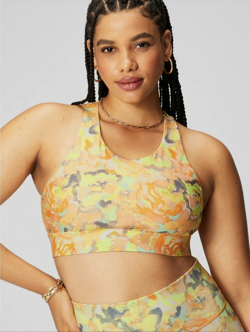 NWT Fabletics No Bounce High Impact Sports Bra - Orange, Green, Yellow 1X